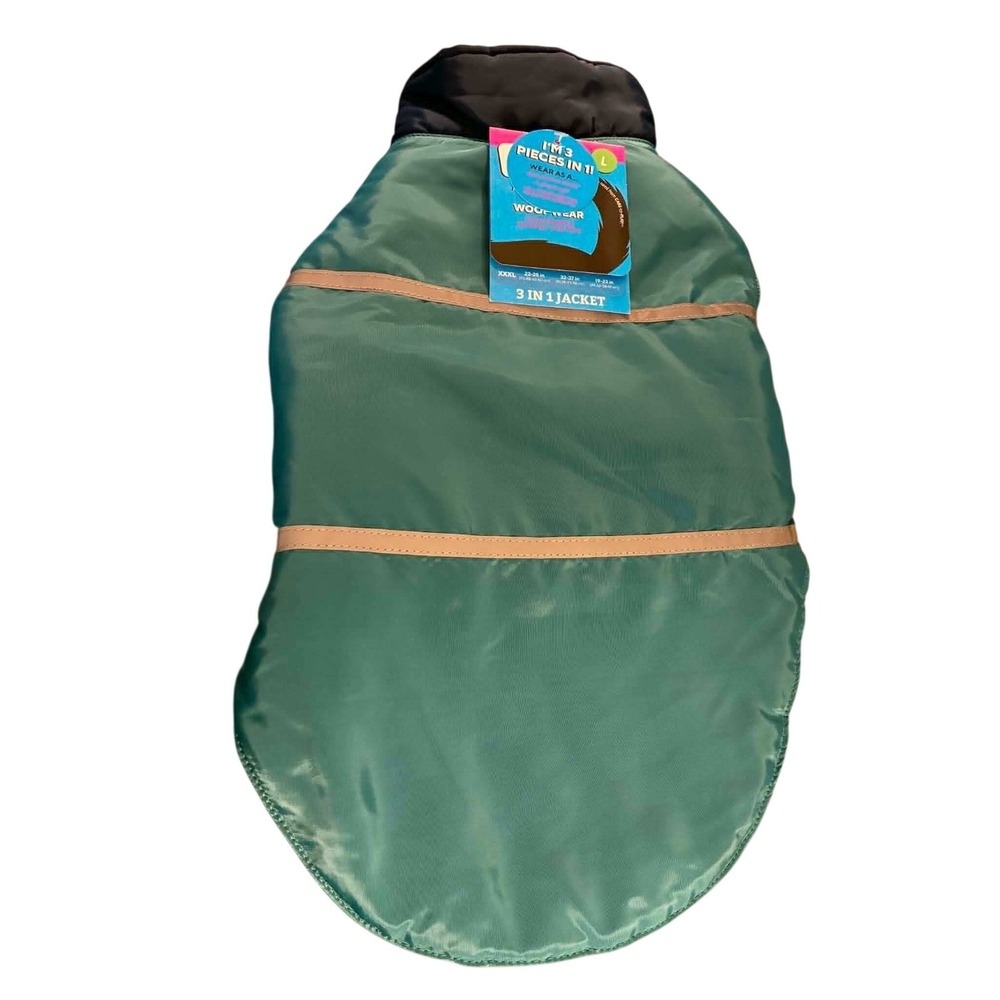 Play On 3 in 1 Jacket Pet Large‎ Teal Excellent Fleece Lined Reflective Coat